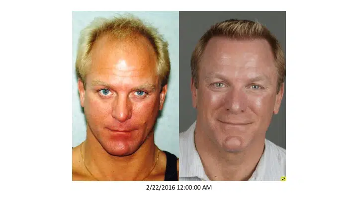 Image comparison showing two photographs of a man. The left photo, taken in 2016, features the man with short, tousled blond hair and a serious expression. The right photo, taken later, shows him with a more polished look, including styled hair and a slight smile. Both images highlight the transformation in appearance over time. The background is neutral, focusing on the subject. This visual comparison emphasizes changes in personal style and presentation.