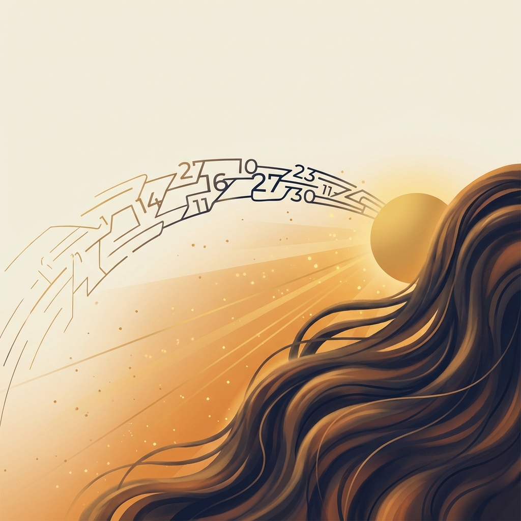 Hair transplant growth timeline month by month illustrated as a calendar arc transforming into full, healthy hair