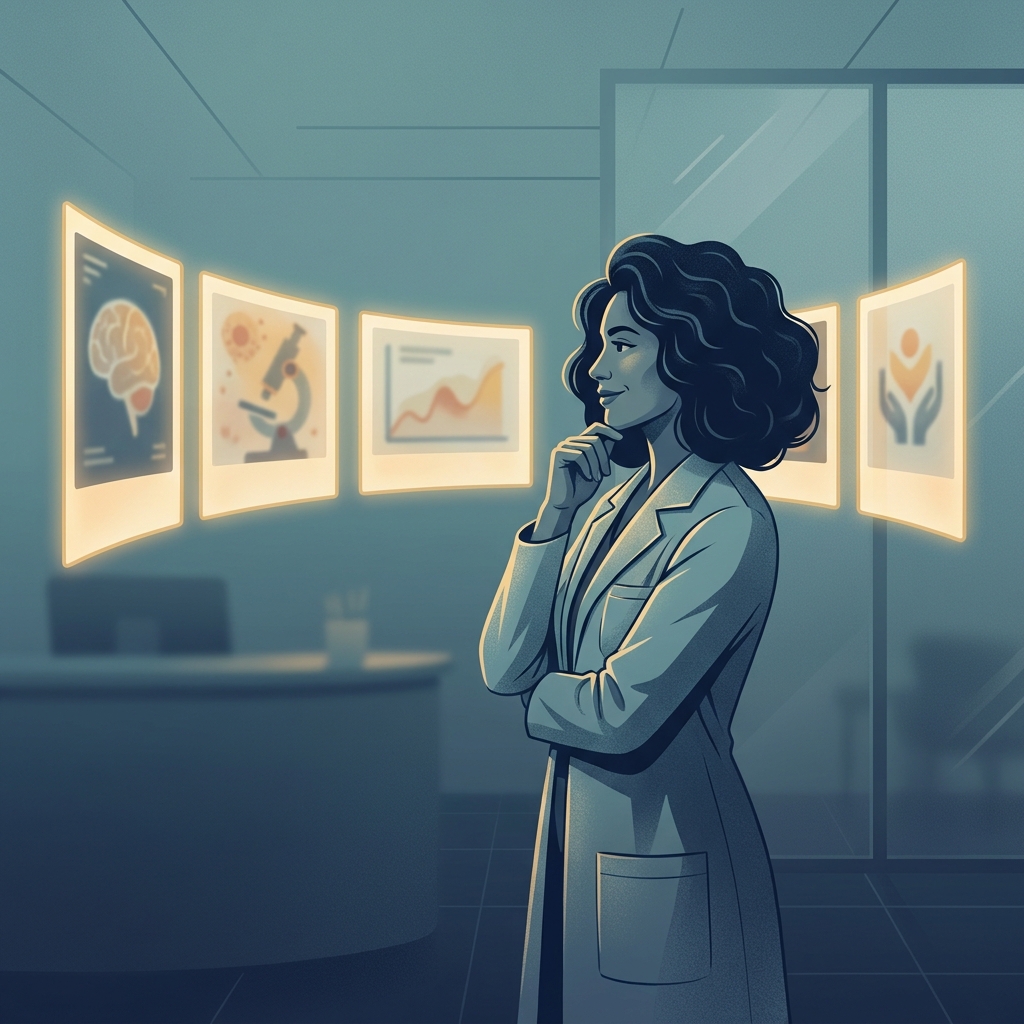 Person thoughtfully evaluating hair transplant before and after photos with a discerning, expert eye