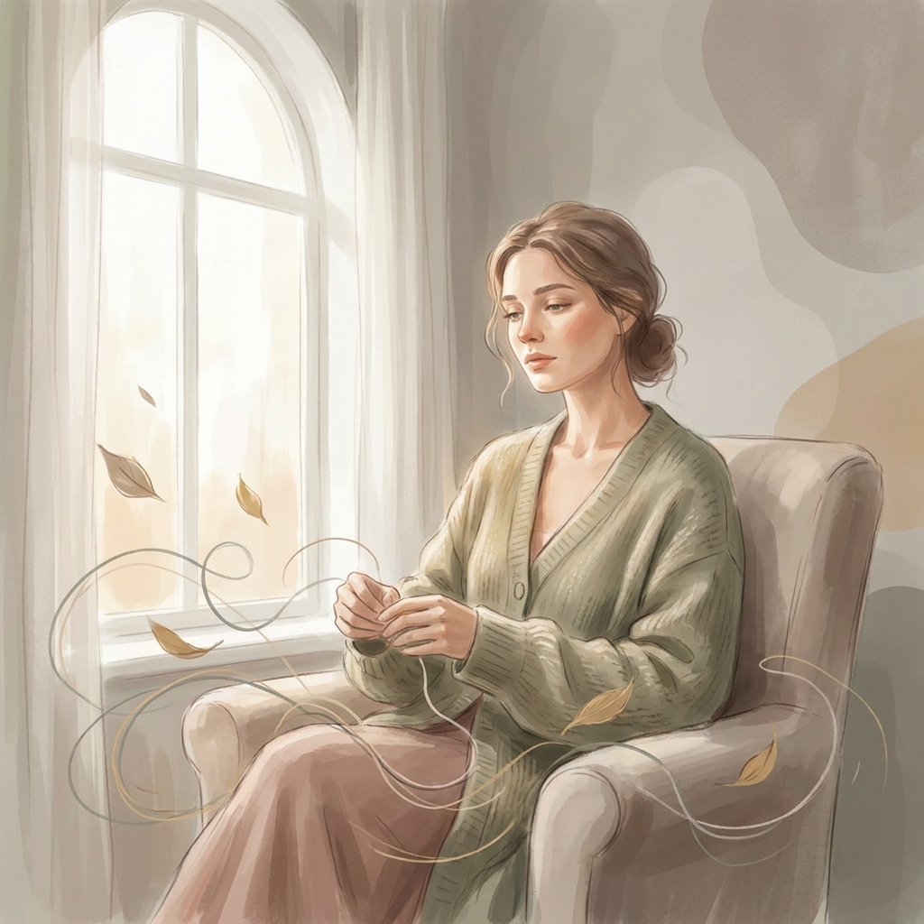 Woman in soft light reflecting on stress and hair loss from stress telogen effluvium cycle