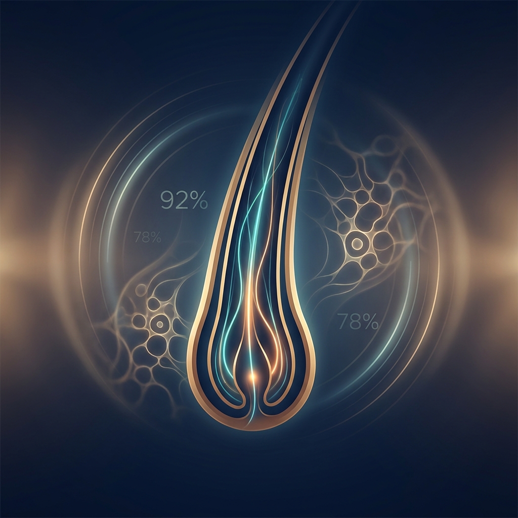 Scientific illustration of a hair follicle representing hair transplant graft survival rate research and outcomes.