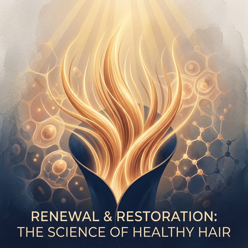 Conceptual illustration of hair restoration and growth representing platelet rich plasma hair loss treatment