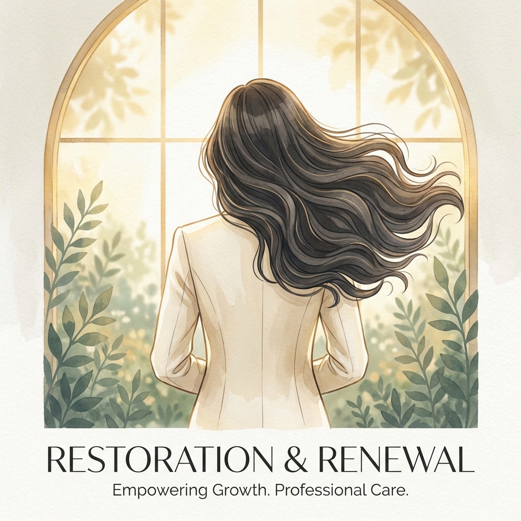 Woman with restored healthy hair representing traction alopecia hair restoration treatment and recovery journey.