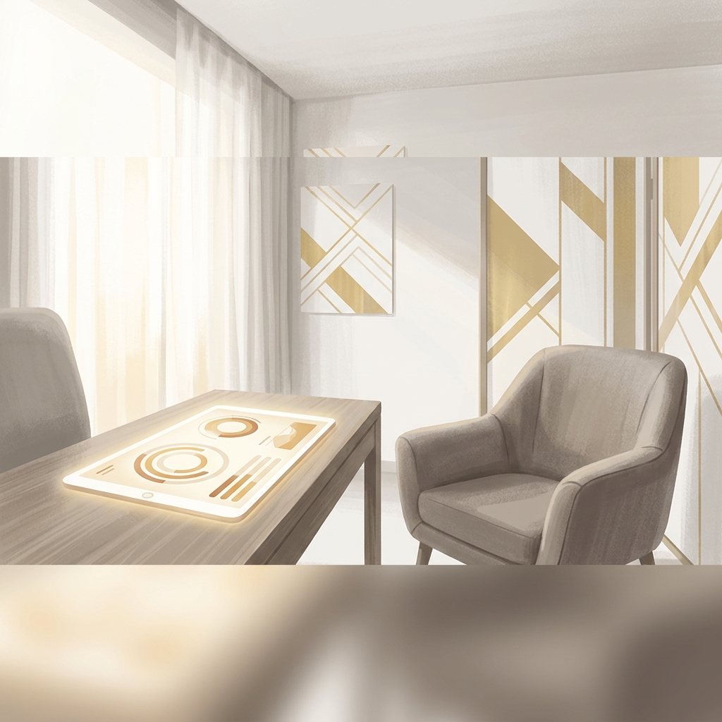 Modern consultation room with planning timeline graphic, representing how long hair transplant surgery takes
