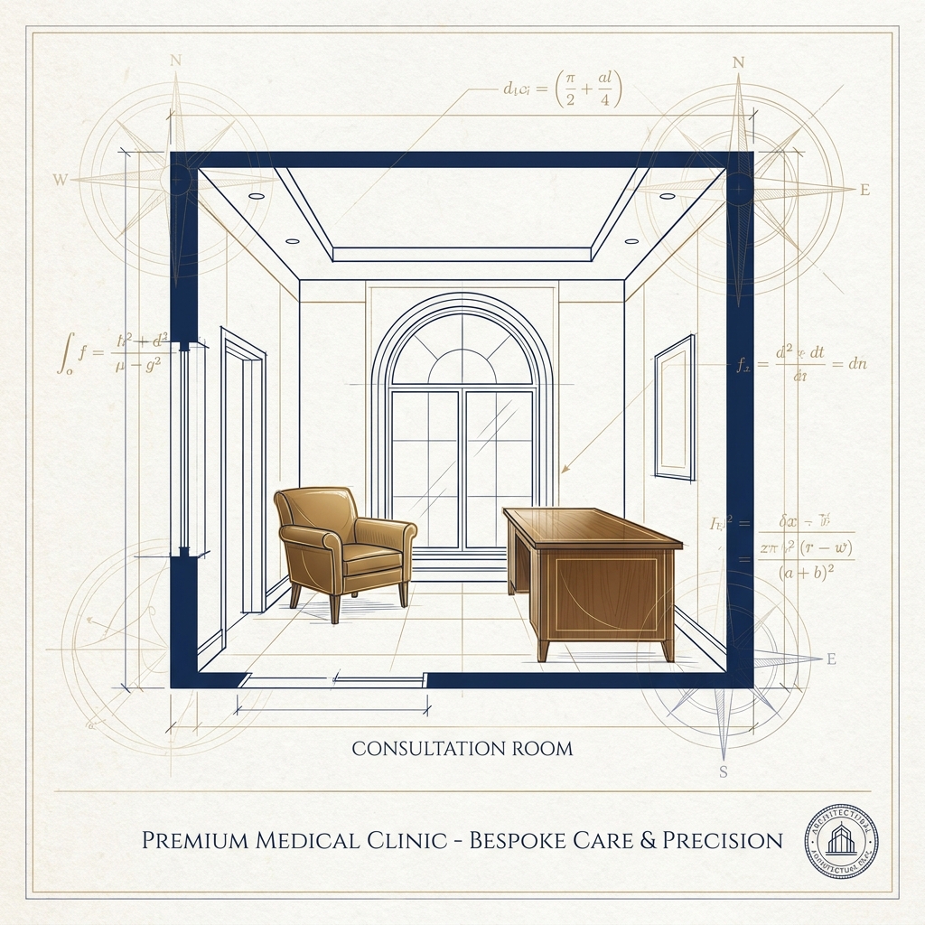 Stylized illustration of a boutique hair transplant clinic consultation room highlighting boutique hair transplant clinic benefits