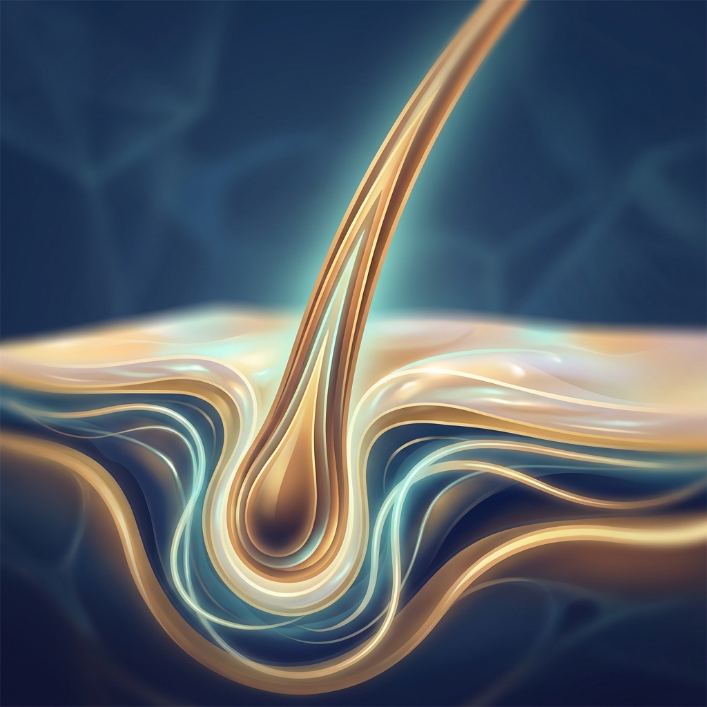 Stylized illustration of a hair follicle structure representing follicular unit definition for hair transplant education