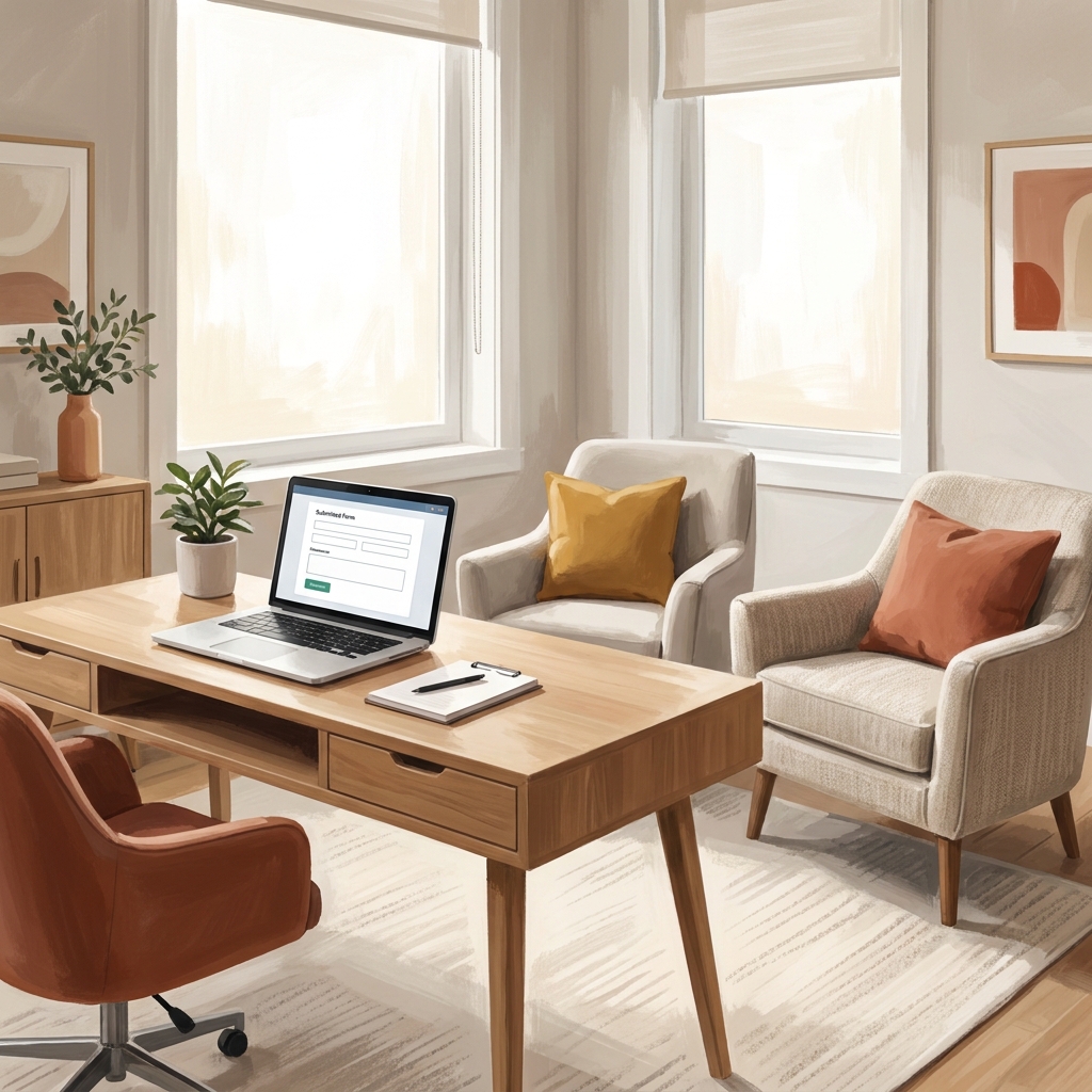 Welcoming consultation office setting representing the next steps after submitting a hair restoration consultation request