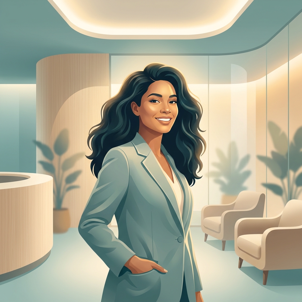 Person with healthy full hair in a modern clinic setting representing non surgical hair restoration outcomes