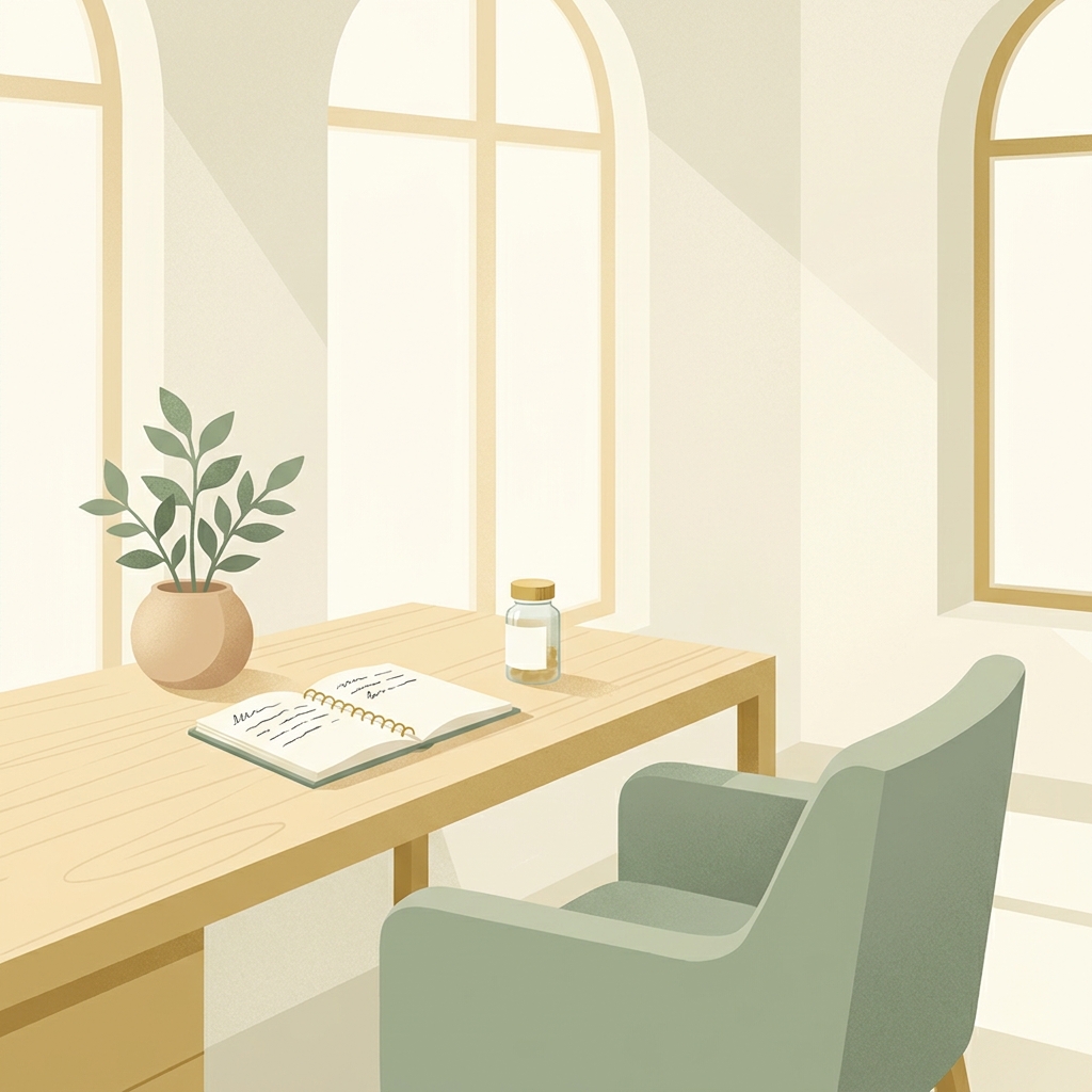 Modern medical consultation room representing informed hair loss medication decisions under specialist guidance