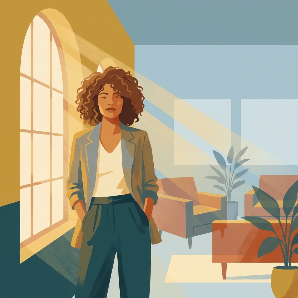 Person with healthy hair standing confidently near window, representing informed hair loss treatment with PRP decisions