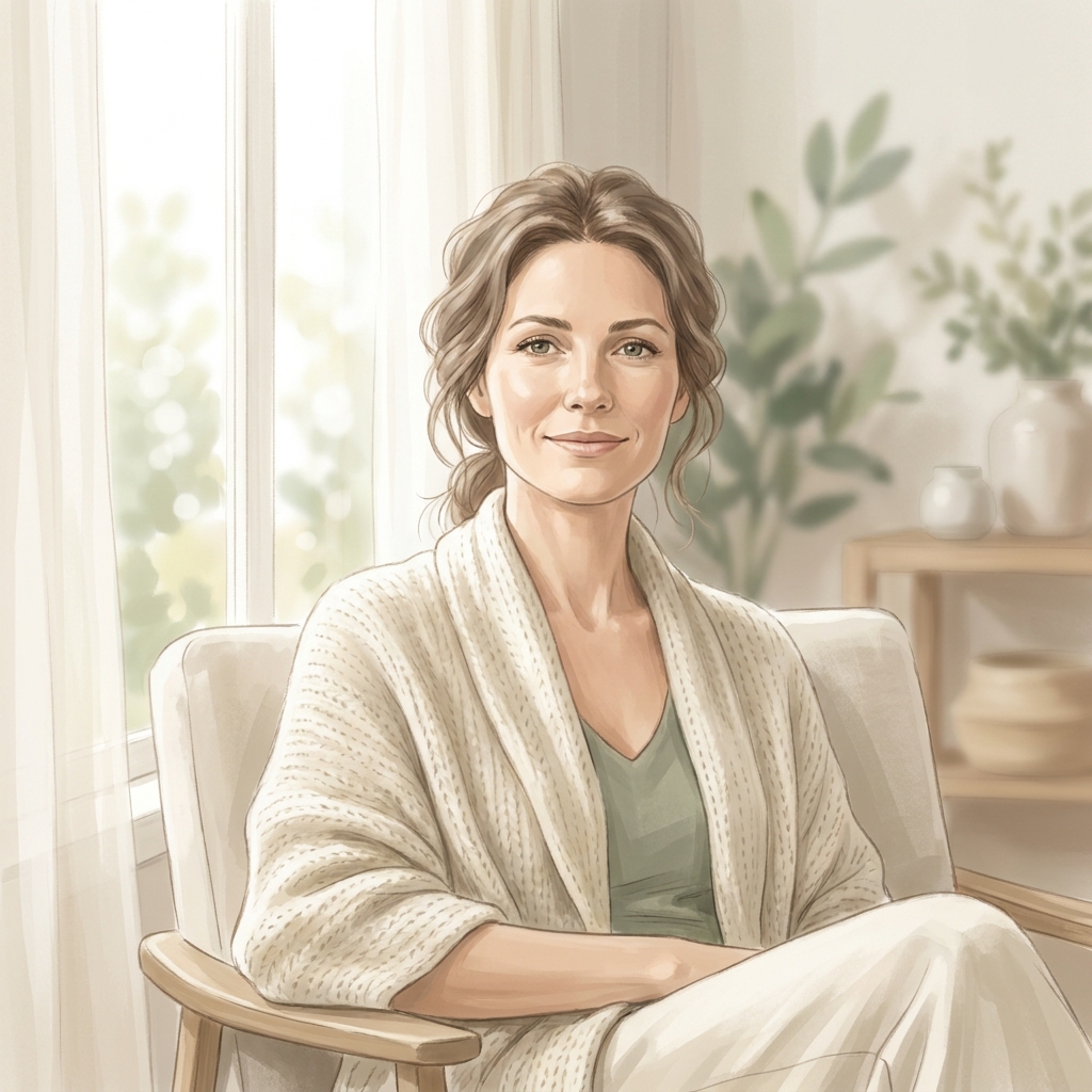 Woman calmly reflecting near a window, representing female hair loss awareness and clinical understanding.