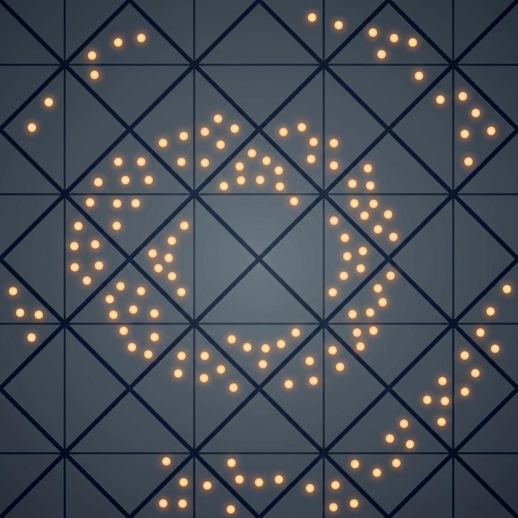 Abstract illustration of precise dot patterns representing micro scalp micropigmentation density and placement technique