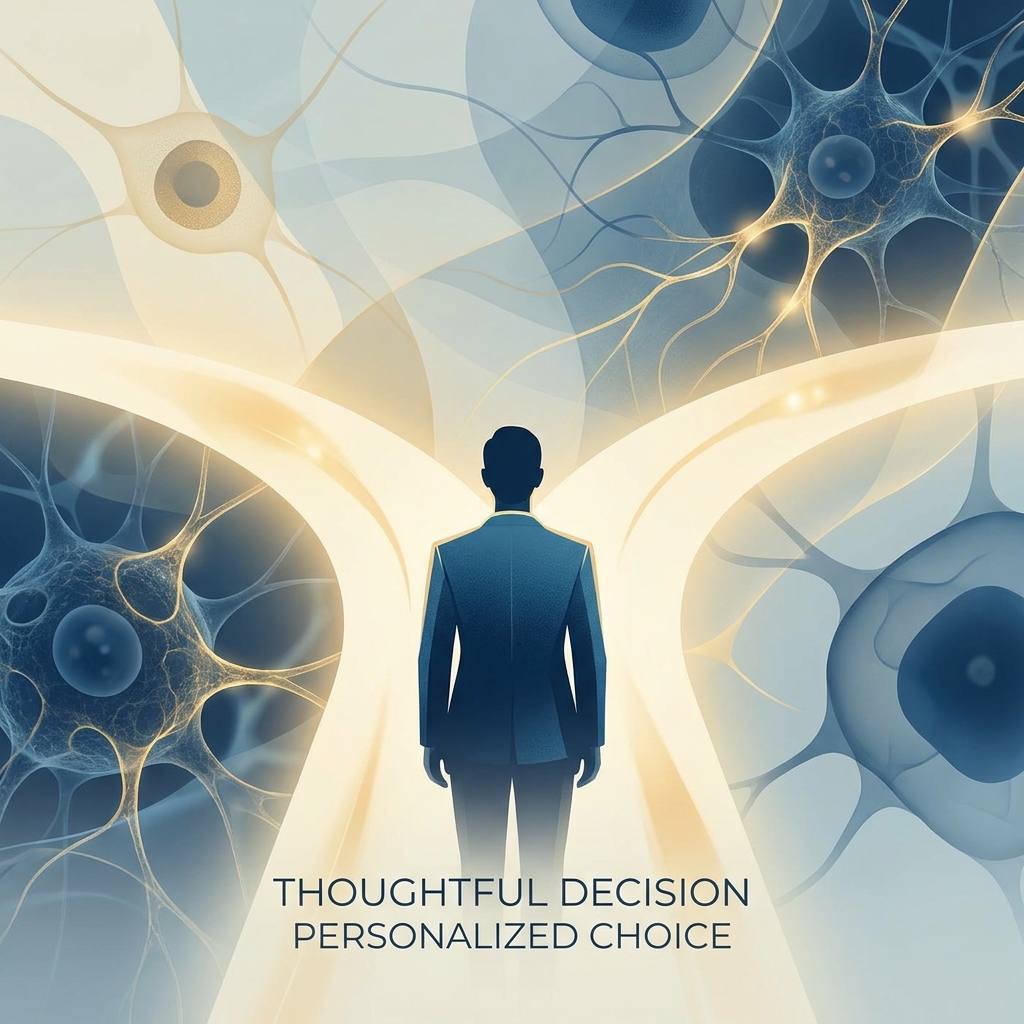 Conceptual illustration of a personalized choice between FUE hair transplant vs FUT techniques