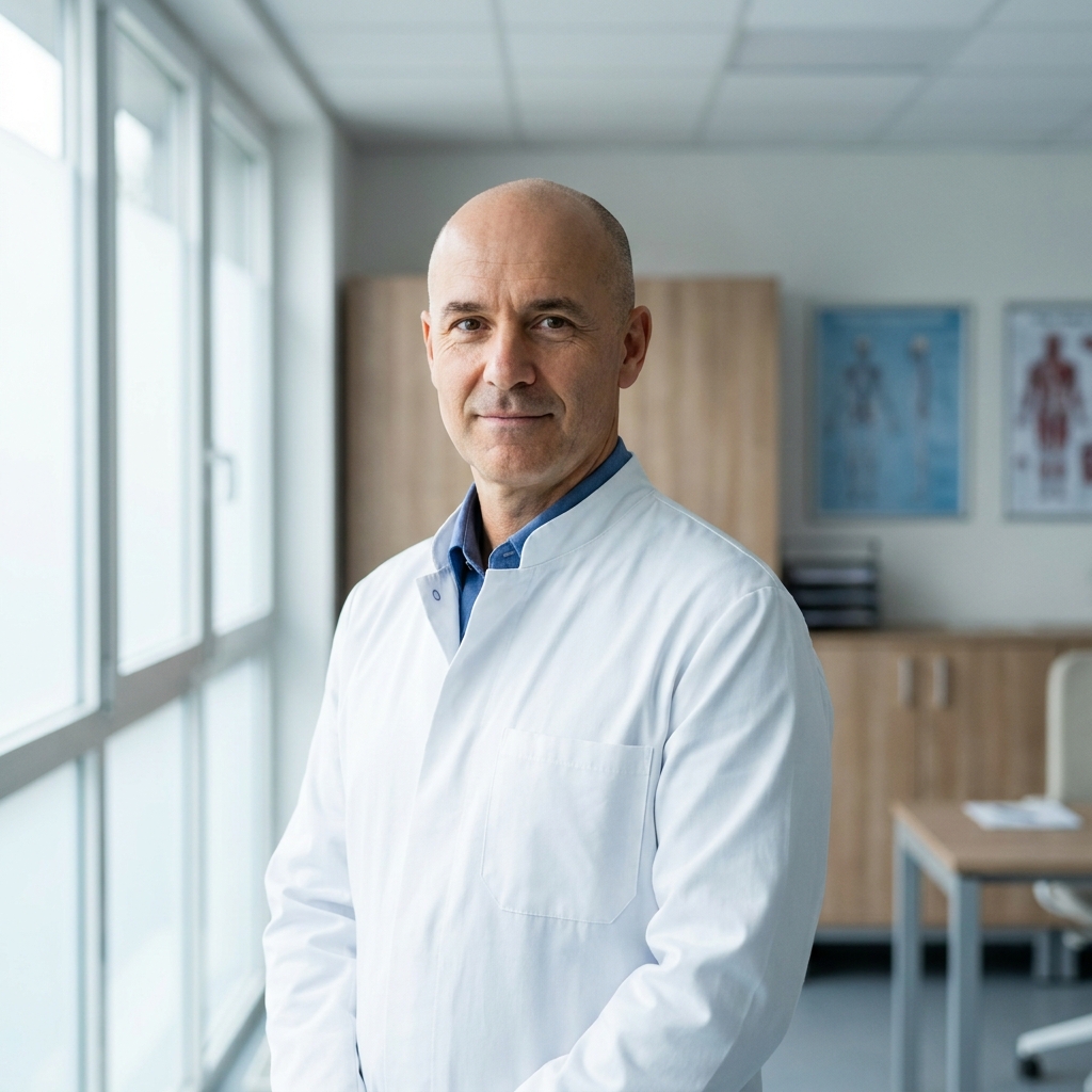 Confident clinician representing the expertise of a true scalp micropigmentation artist