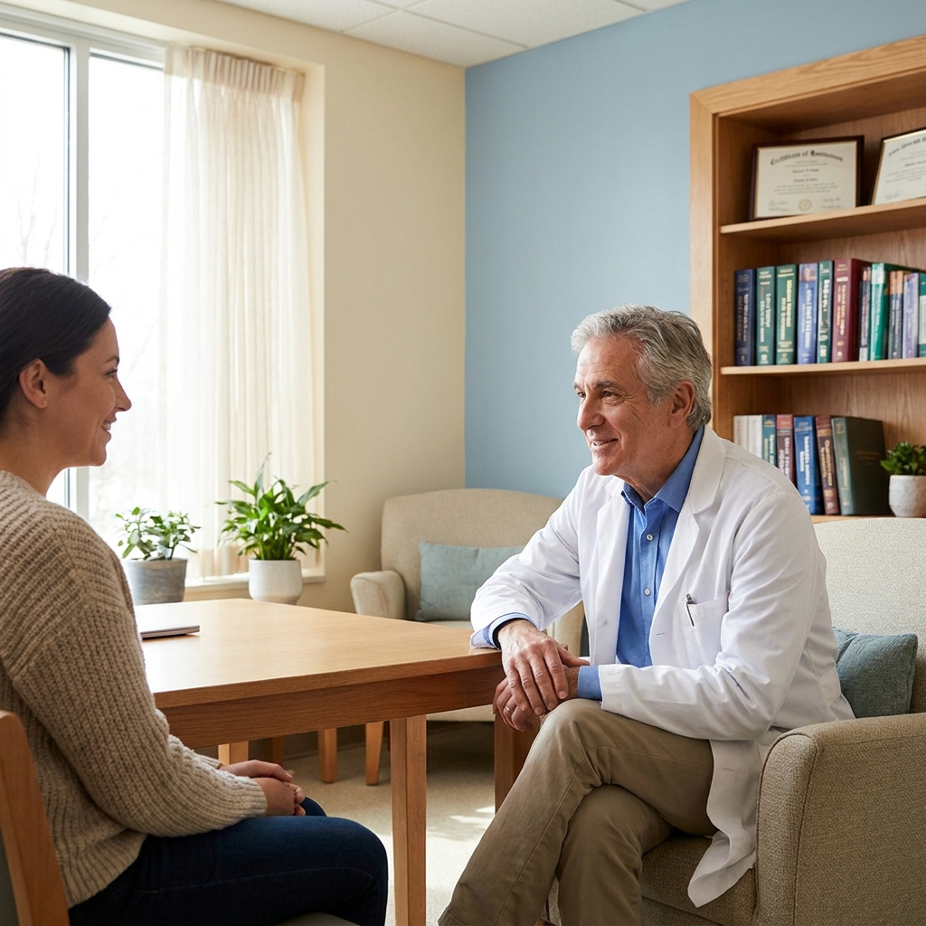Doctor consulting with patient, representing trusted hair restoration specialists