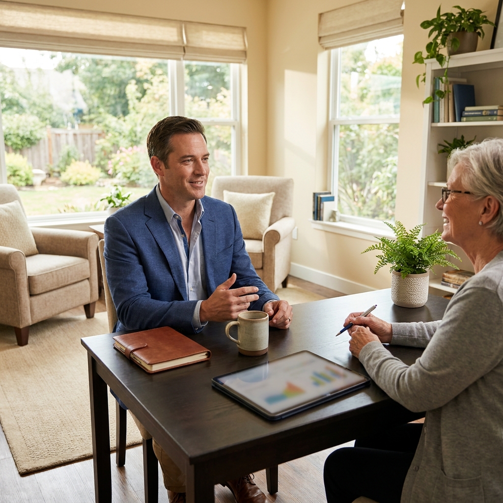 Man in consultation discussing hair transplant Minneapolis cost with a trusted advisor