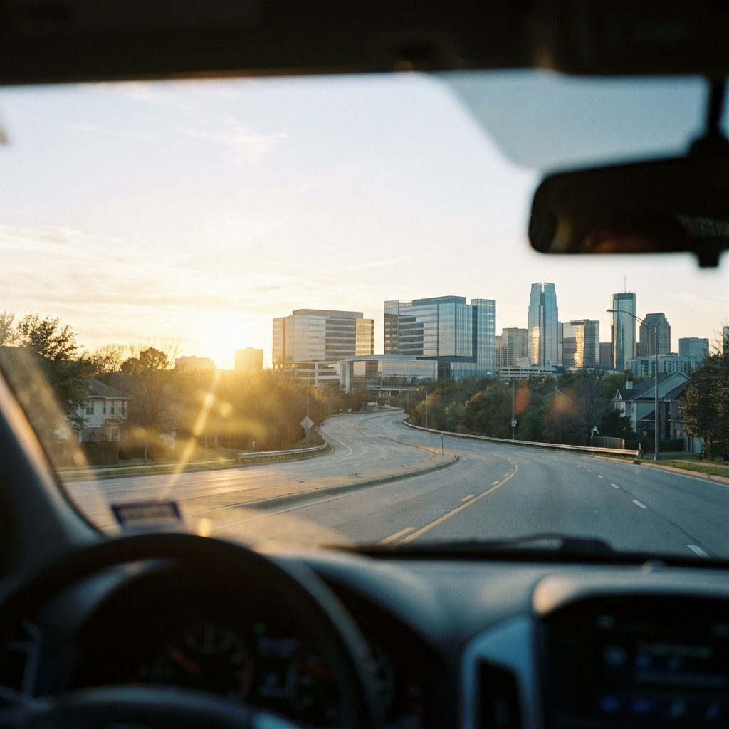 Scenic highway drive symbolizing the short trip for a hair transplant in Eagan MN to expert care