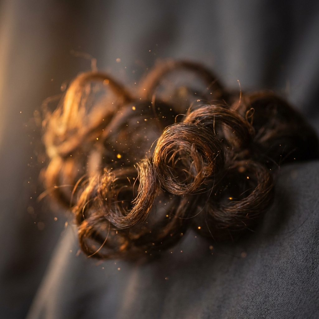 Textured hair with light particles illustrating scalp micropigmentation for thinning hair